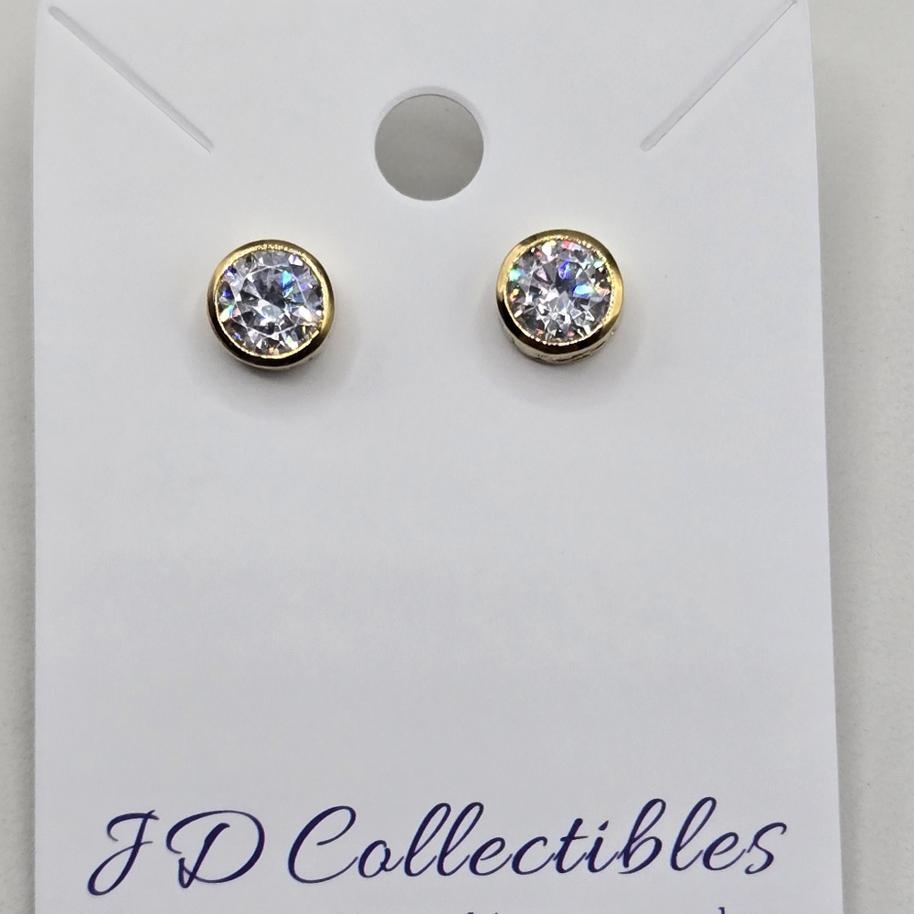 Swarovski Elements Bezel Set Stud Earrings Made W… - image 1